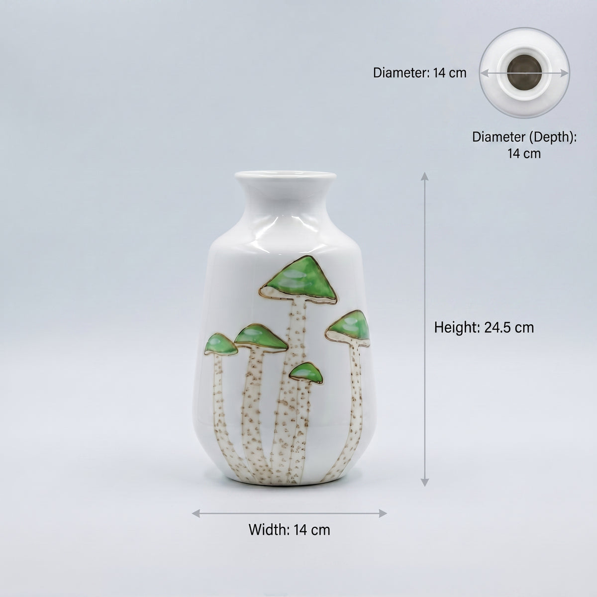 White Green Painted Ceramic Flower Vase By Zodiya