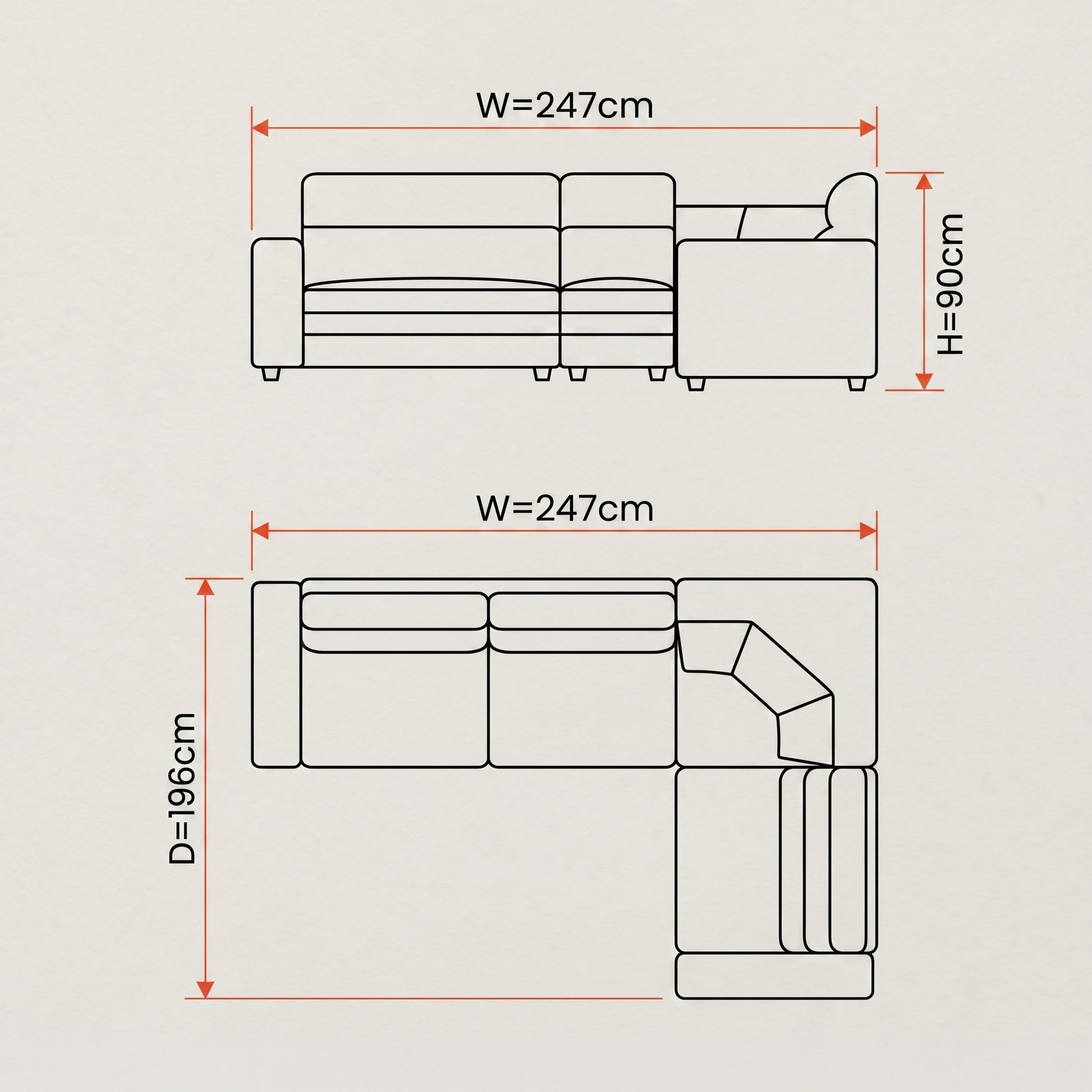 ZDY-SoftHome Corner Sofa 5 seater-18662-3