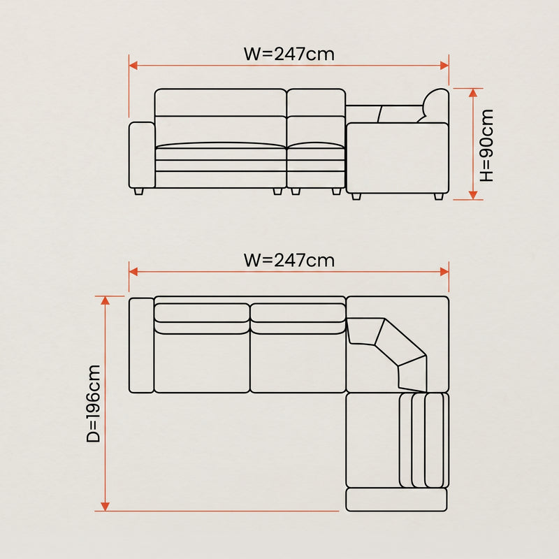 ZDY-SoftHome Corner Sofa 5 seater-18662-3