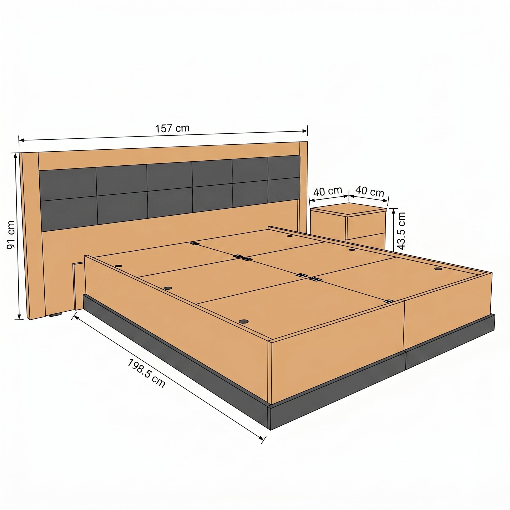 ZDY-FFI-ENORA COT WITH BED SIDE-19167-3