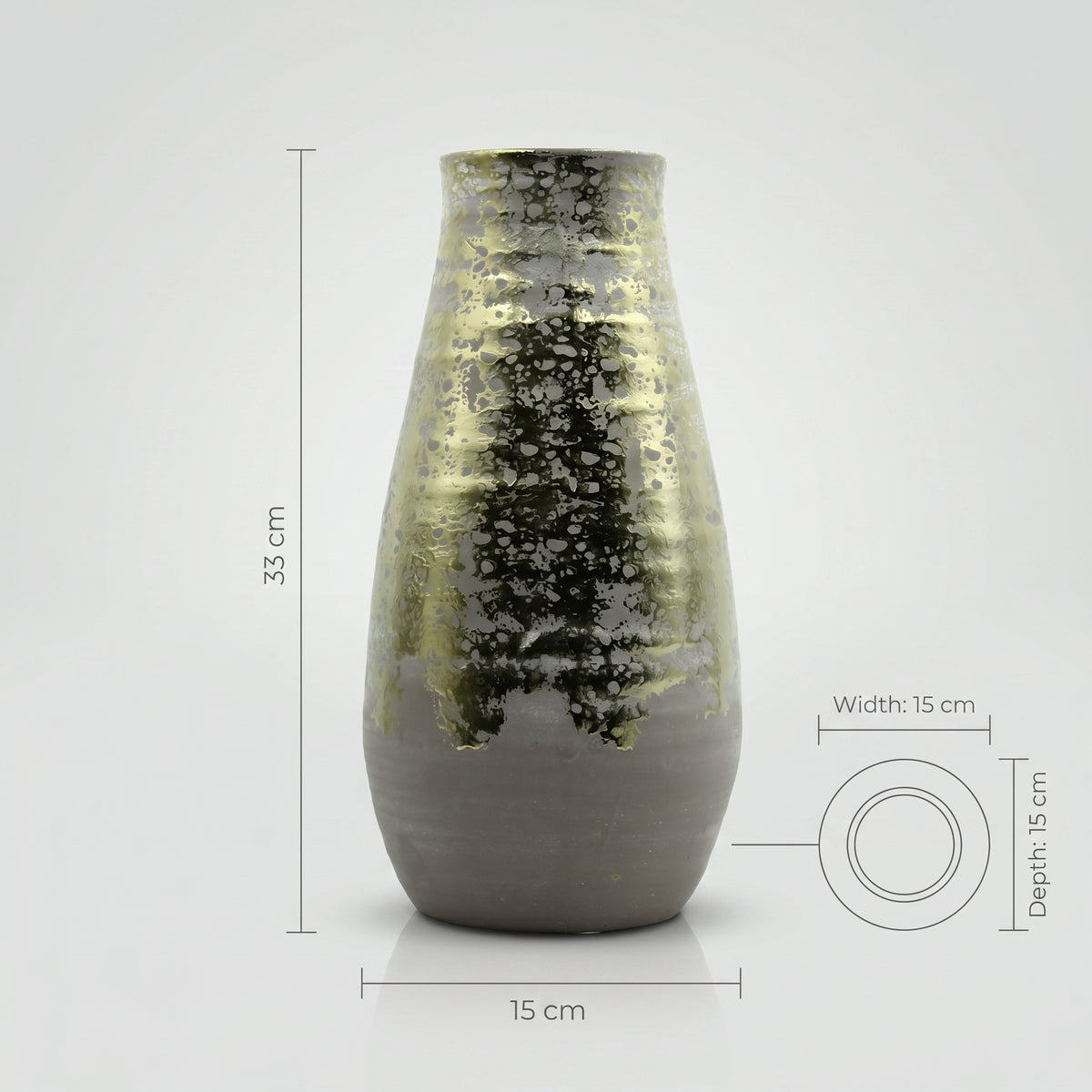 Brass Grey Large Ceramic Flower Vase By Zodiya