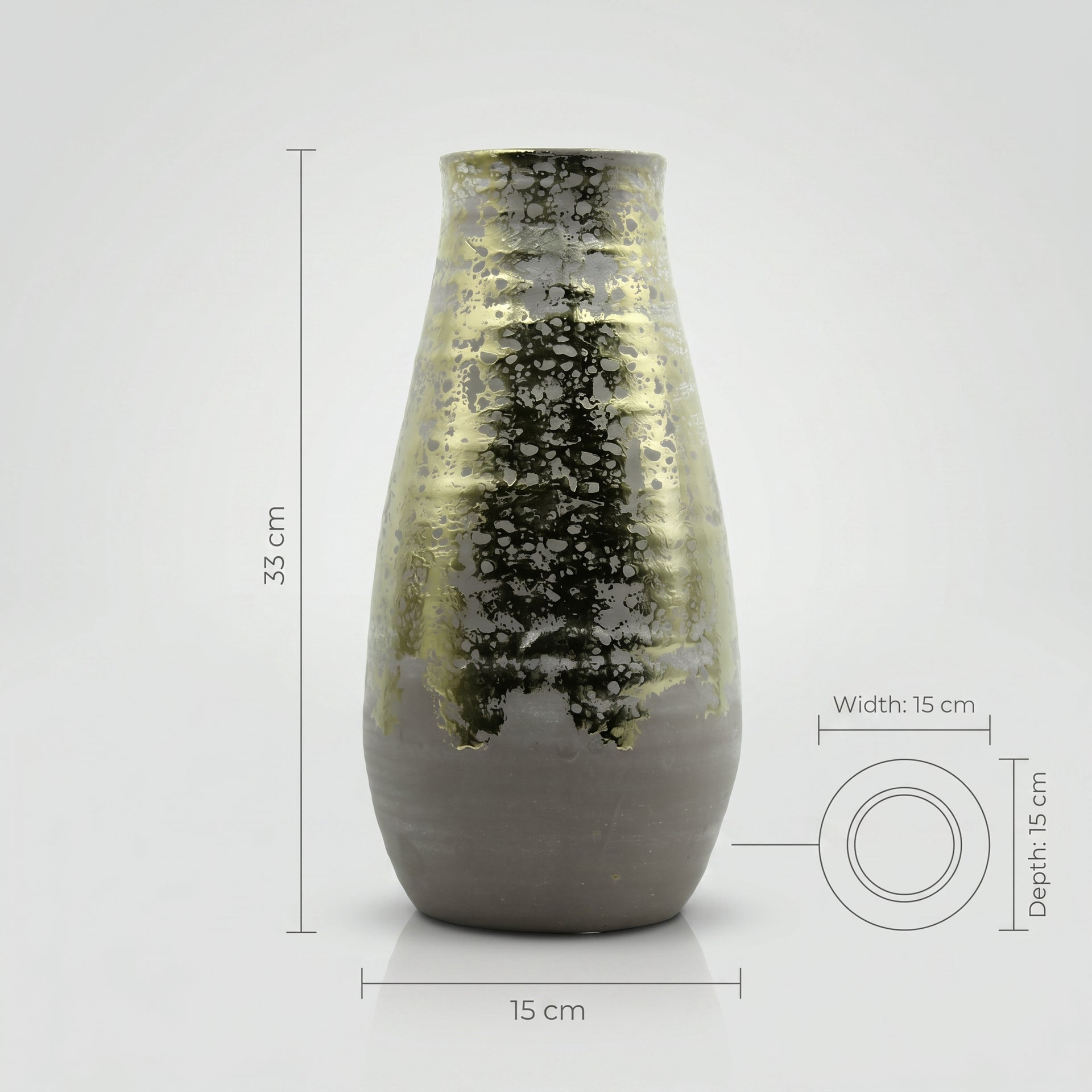 Brass Grey Large Ceramic Flower Vase By Zodiya