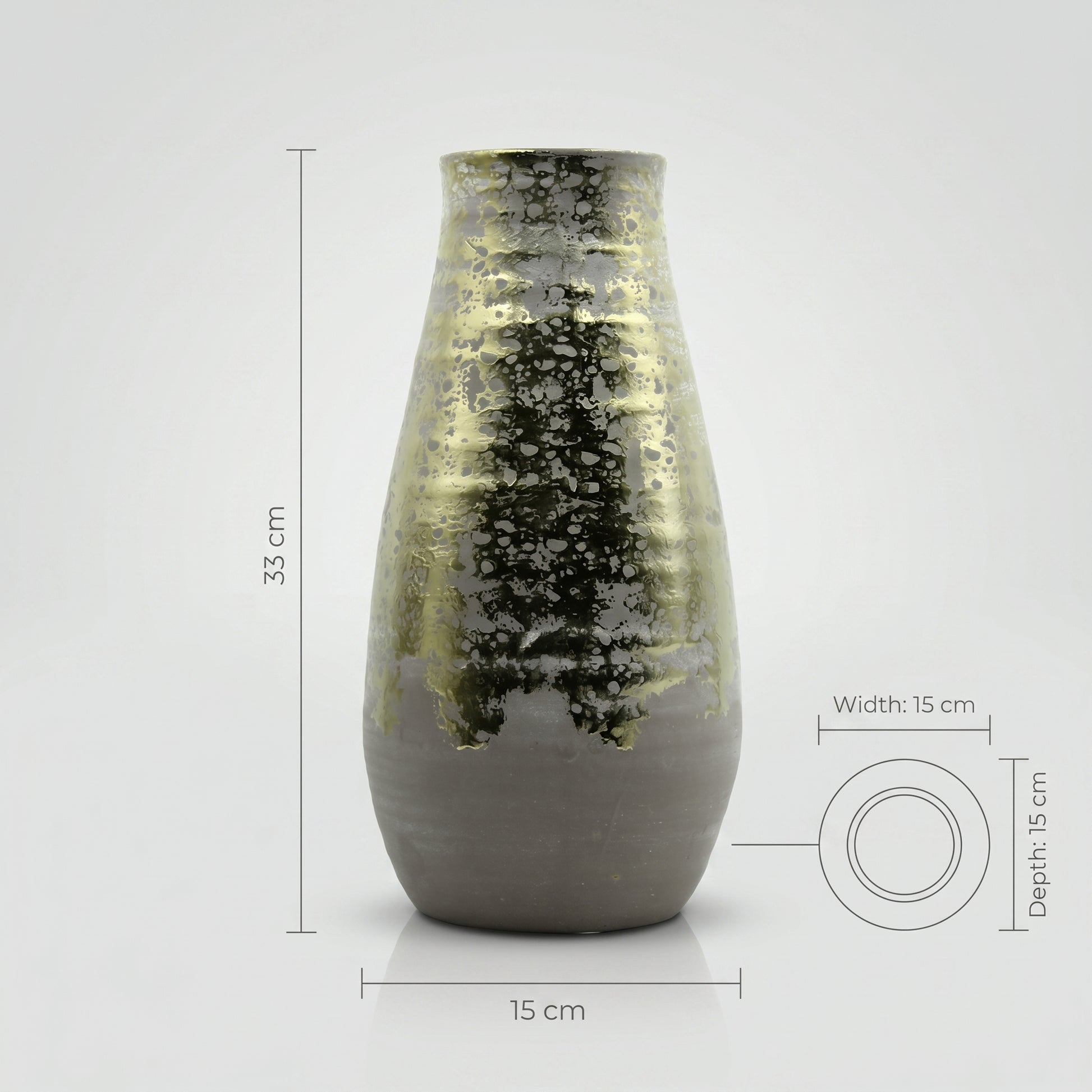 Brass Grey Large Ceramic Flower Vase By Zodiya-2