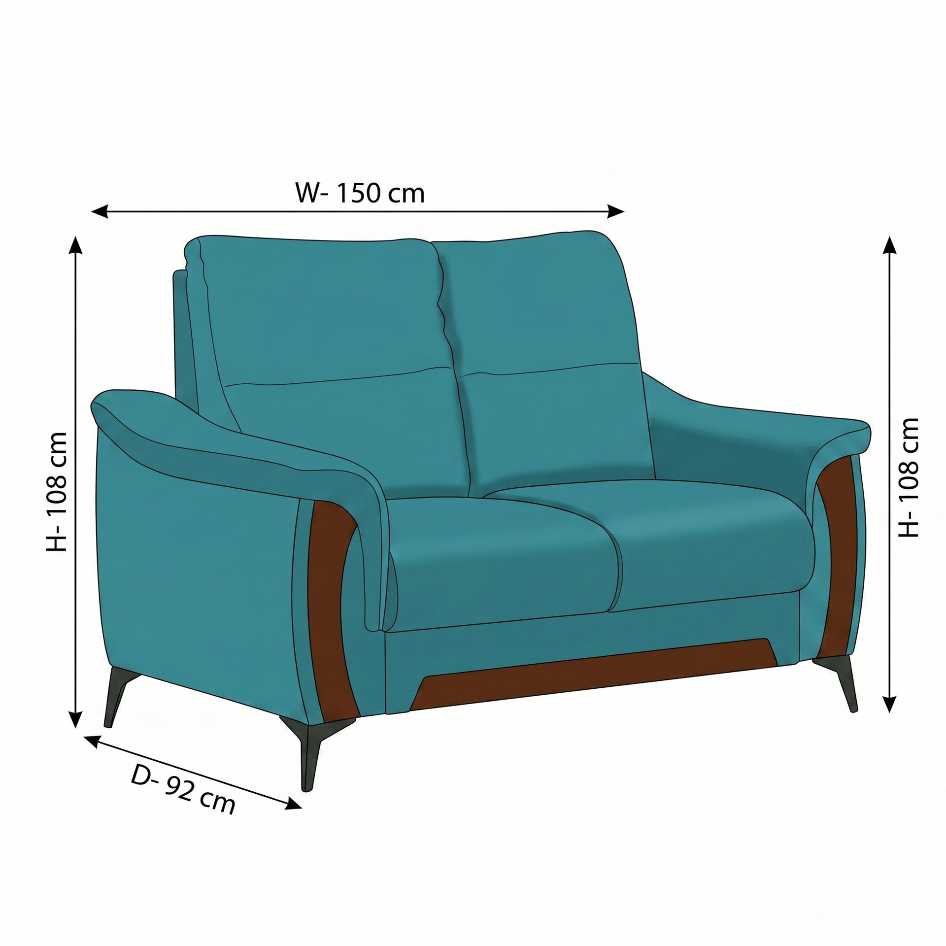 Omega Blue 2 Seater Monty Sofa by Zodiya