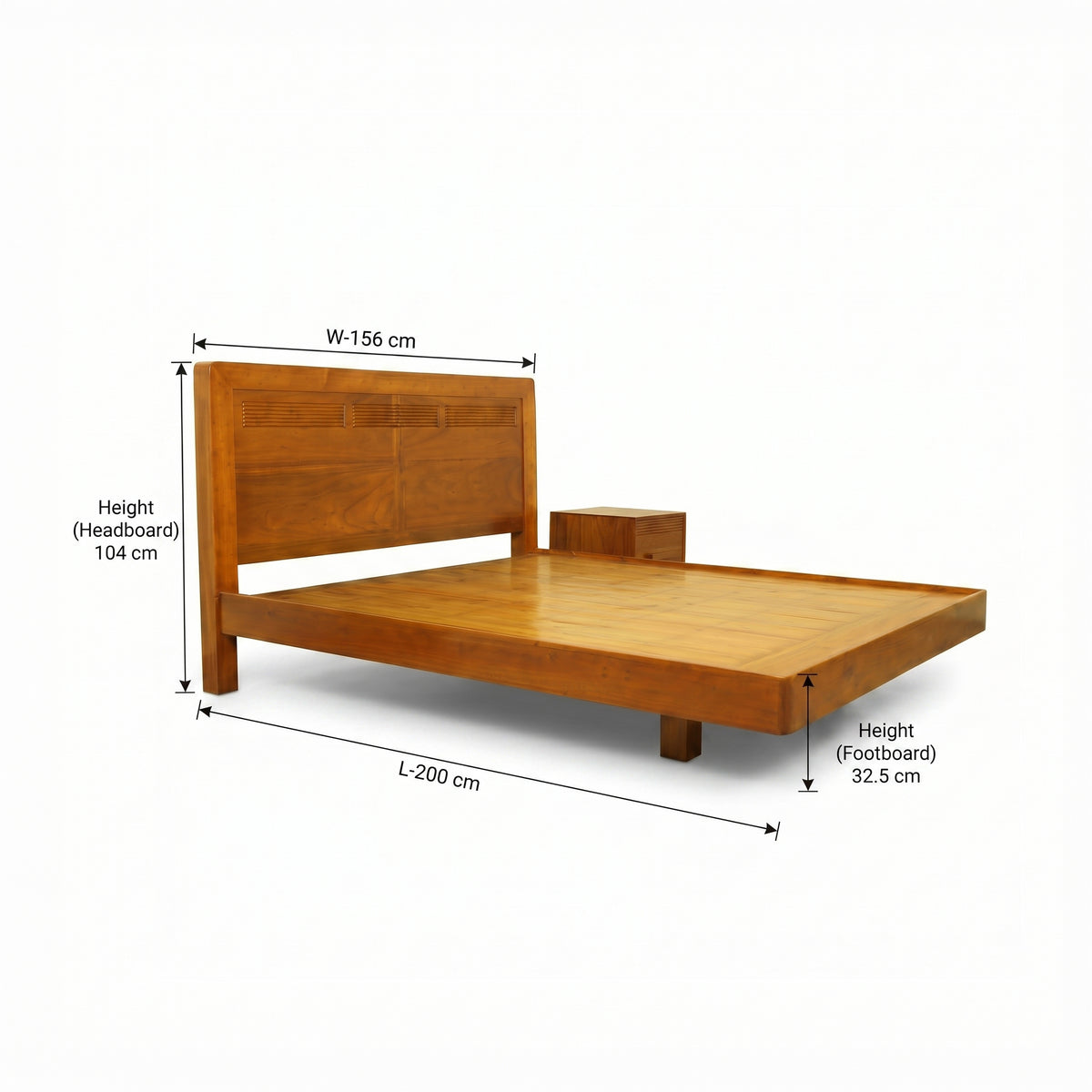 Woodvera Wooden Queen Size Bed with Bedside by Zodiya