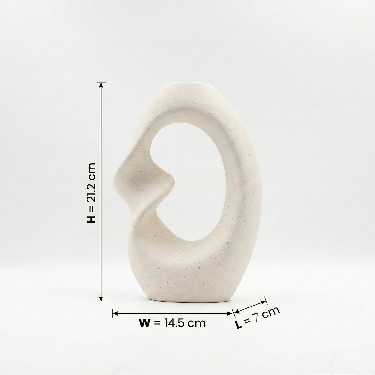 White Ceramic Flower Vase (Hollow, Ring) by Zodiya