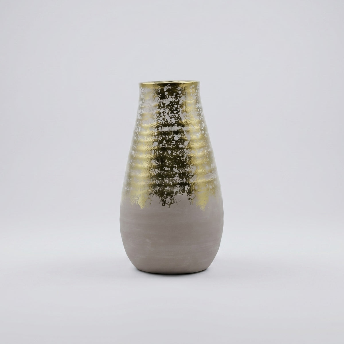 Brass Grey Small Ceramic Flower Vase By Zodiya