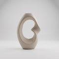 Beige Center-cut Ceramic Vase By Zodiya