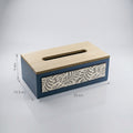 Blue Wooden Tissue Box By Zodiya