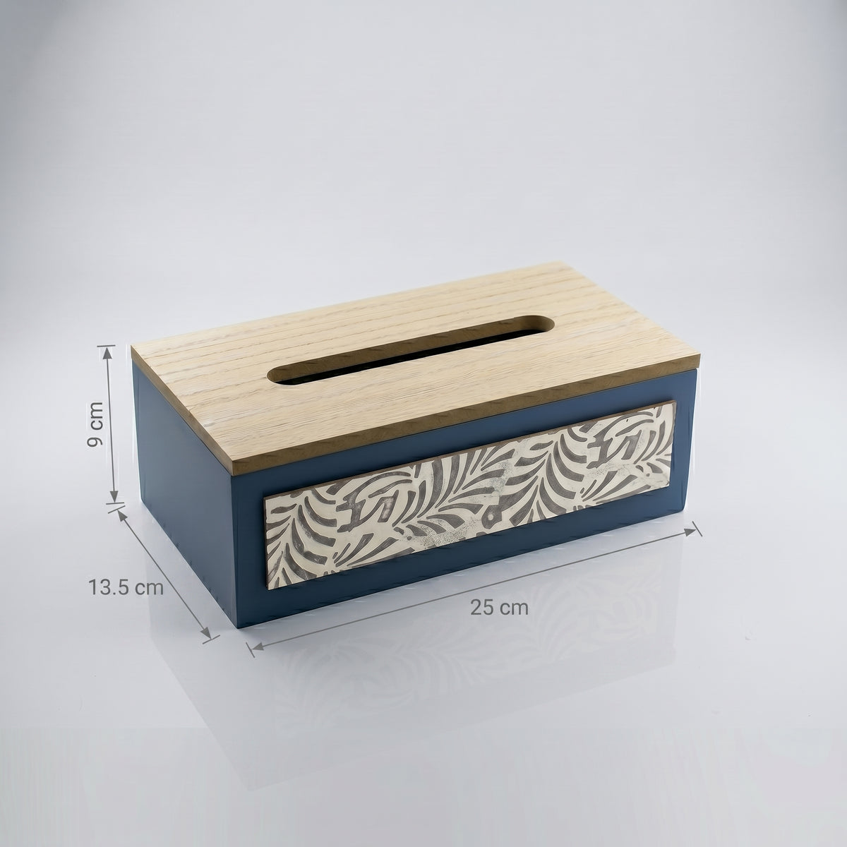 Blue Wooden Tissue Box By Zodiya