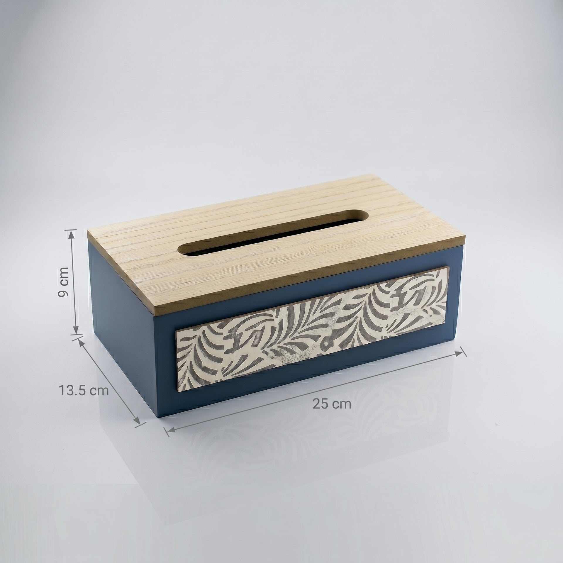 Blue Wooden Tissue Box By Zodiya