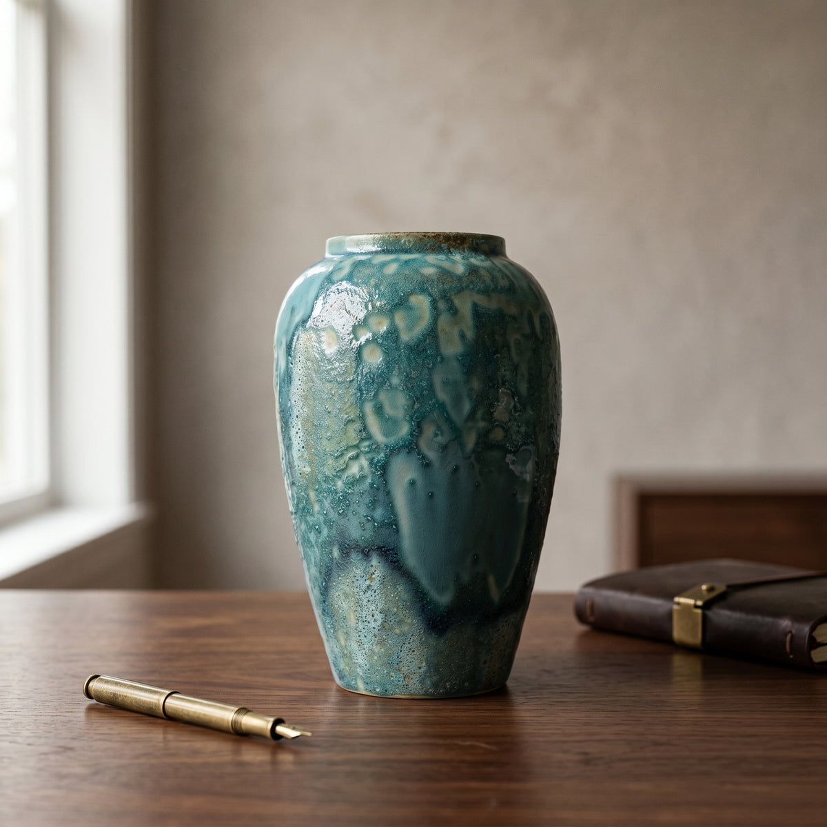 Green Glaze Ceramic Jar Vase (medium) By Zodiya