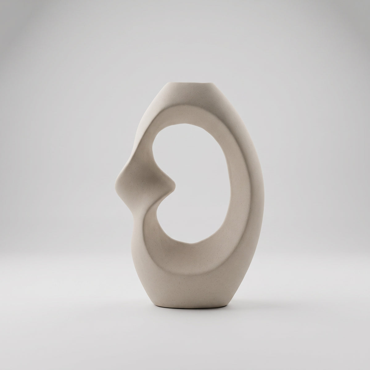 Beige Center-cut Ceramic Vase By Zodiya