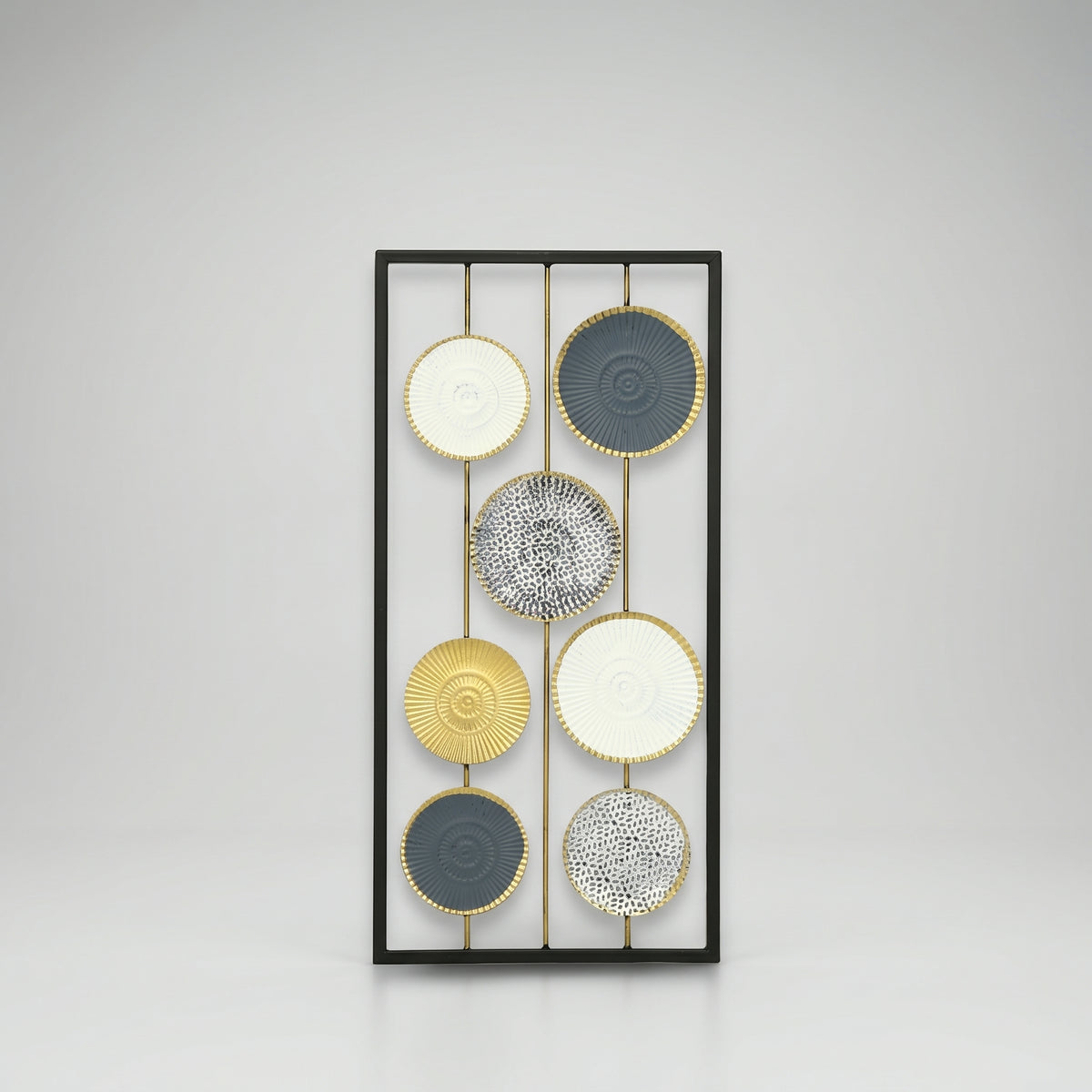 Multi Color Metal Wall Decor in Black Frame By Zodiya