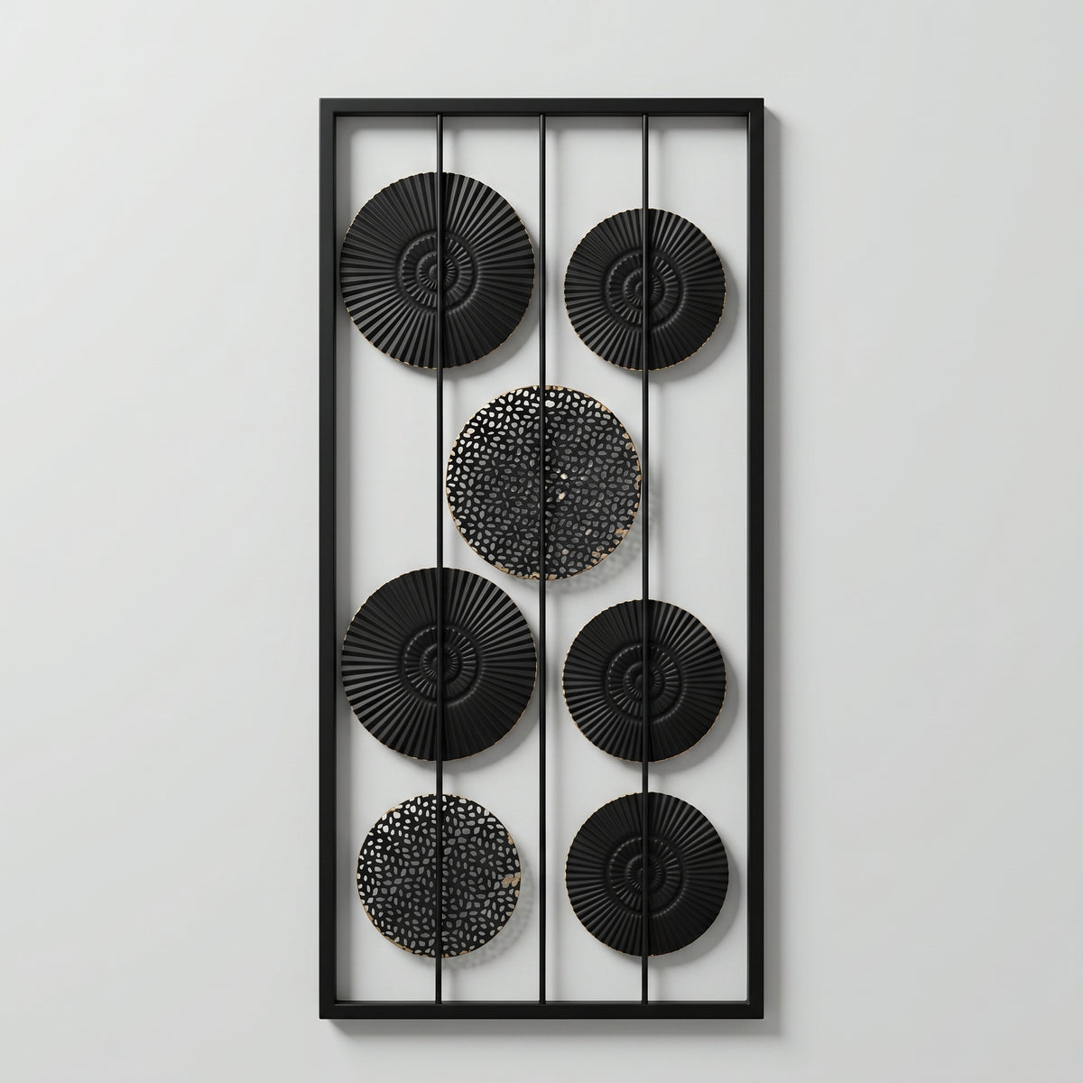 Multi Color Metal Wall Decor in Black Frame By Zodiya