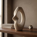 Beige Center-cut Ceramic Vase By Zodiya