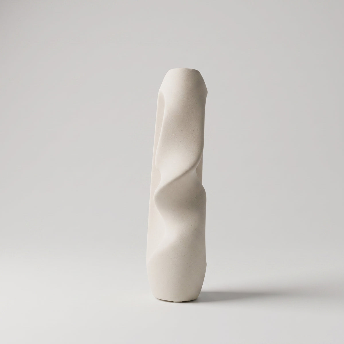 Beige Center-cut Ceramic Vase By Zodiya