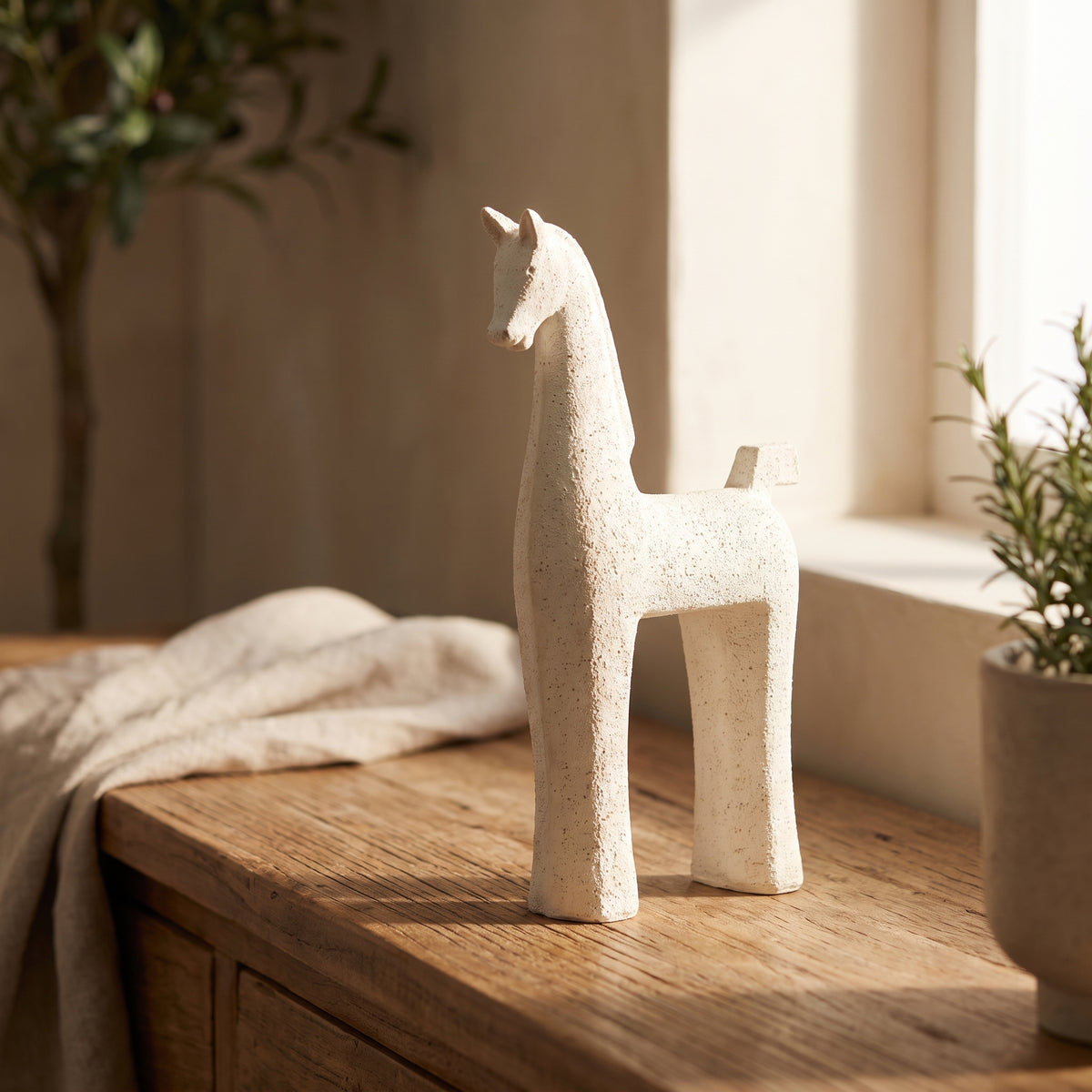 White Ceramic Large Animal Decor By Zodiya