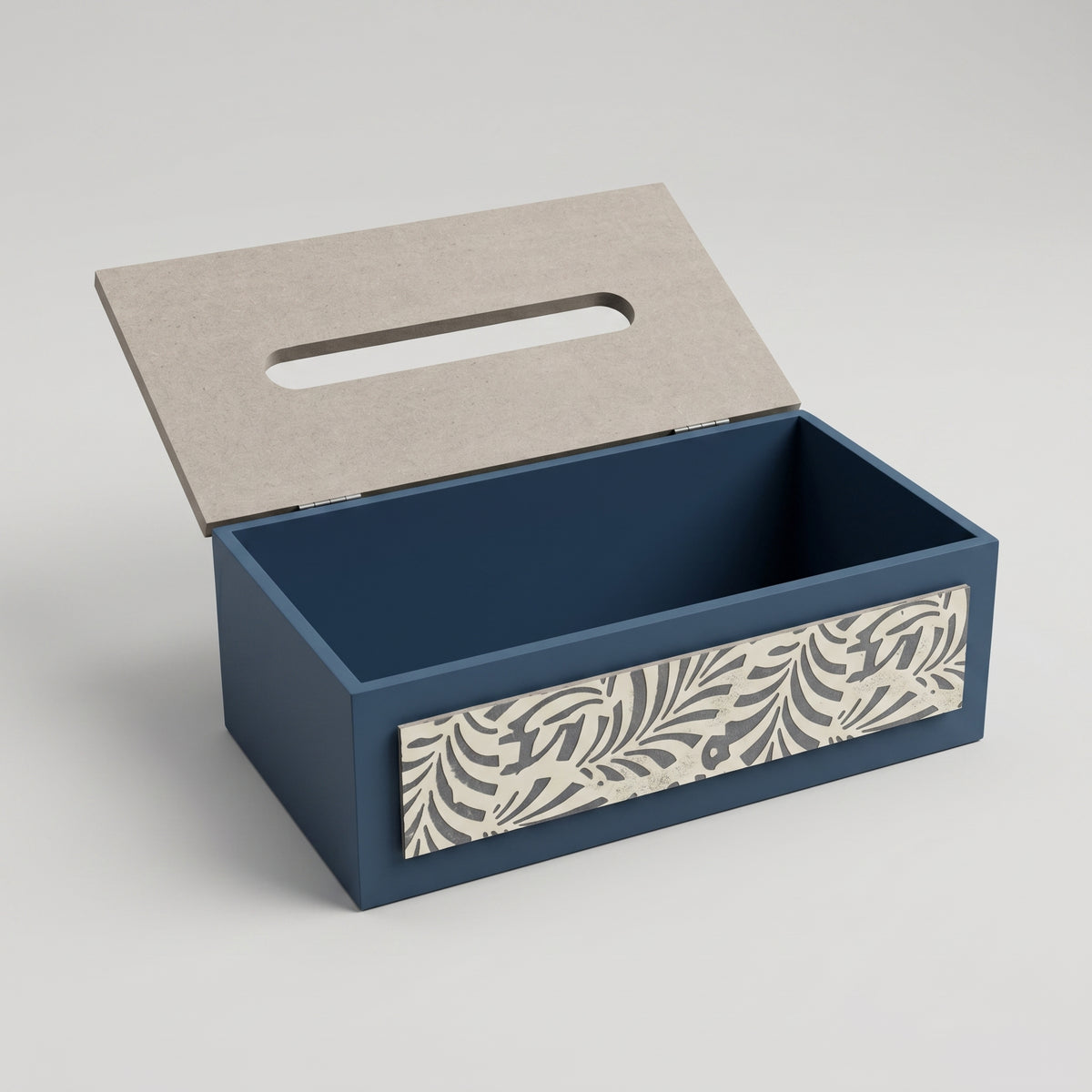 Blue Wooden Tissue Box By Zodiya