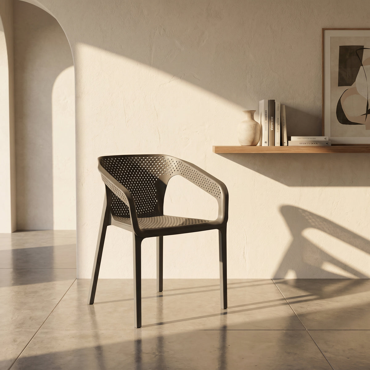 Grey Plastic Dining Arm Chair by Zodiya
