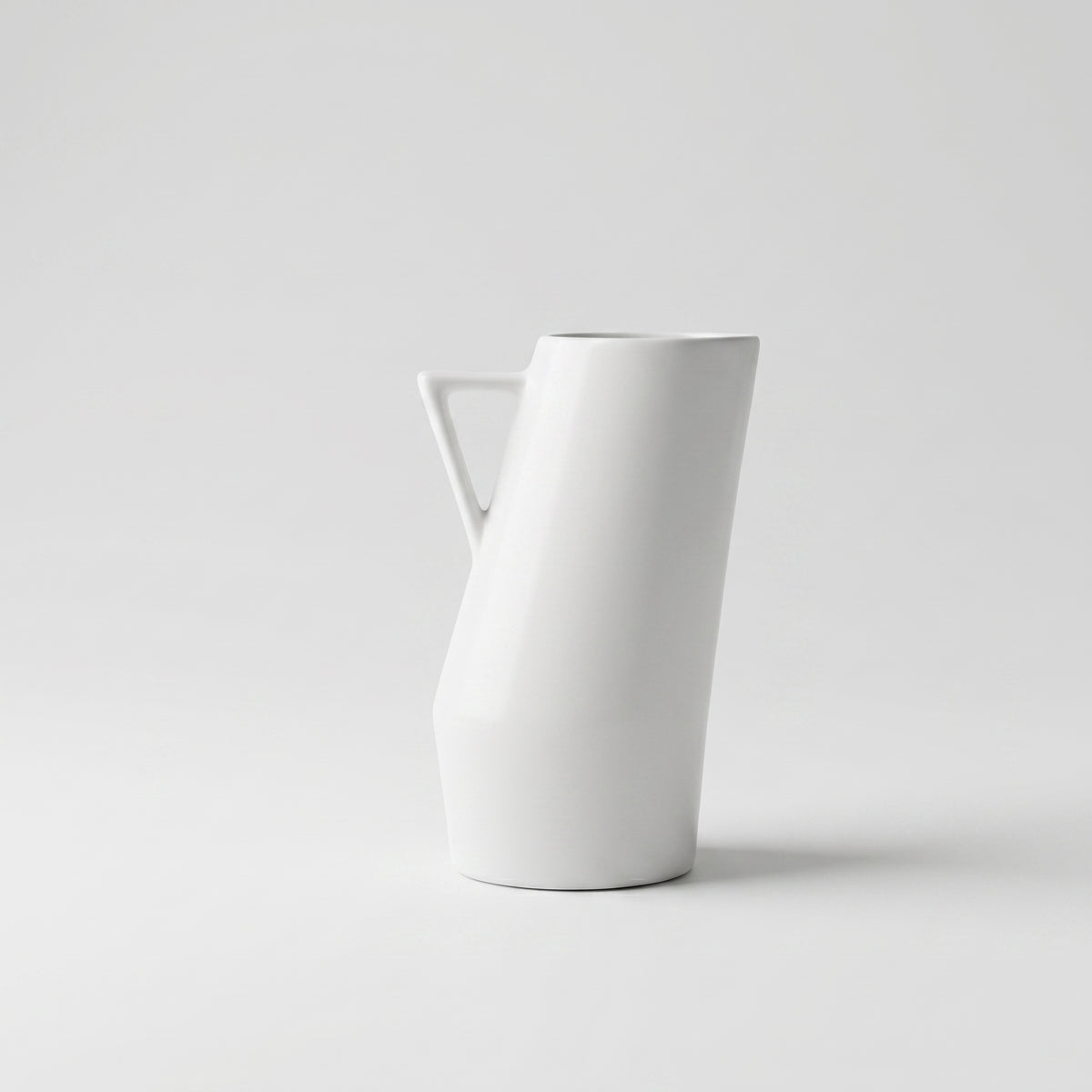 White Slanted Ceramic Flower Vase By Zodiya