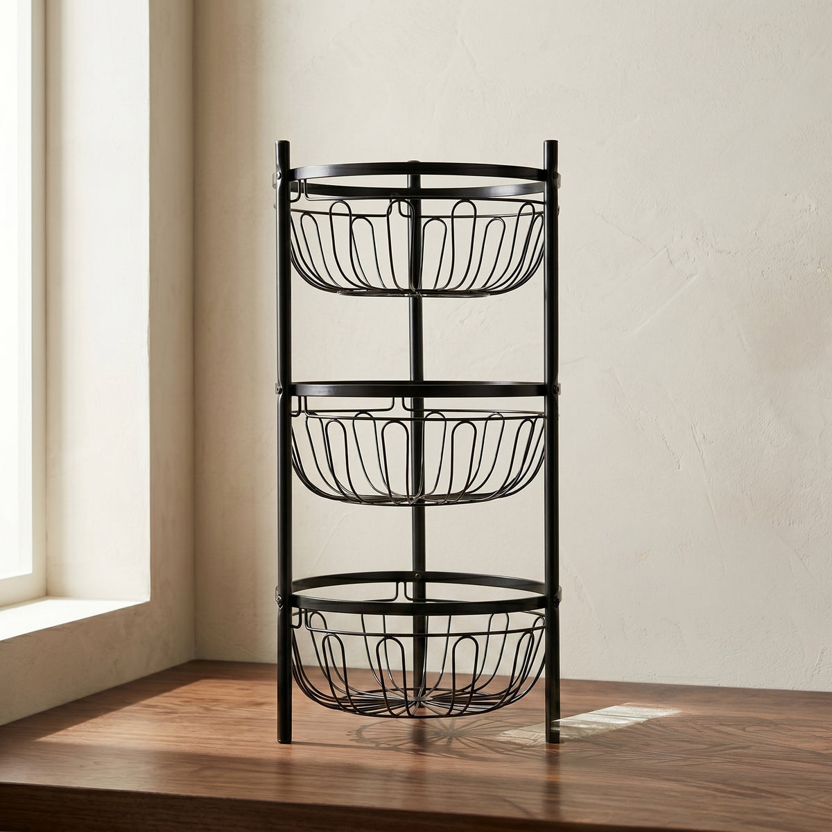 Black Metal Vegetable Organiser Rack By Zodiya
