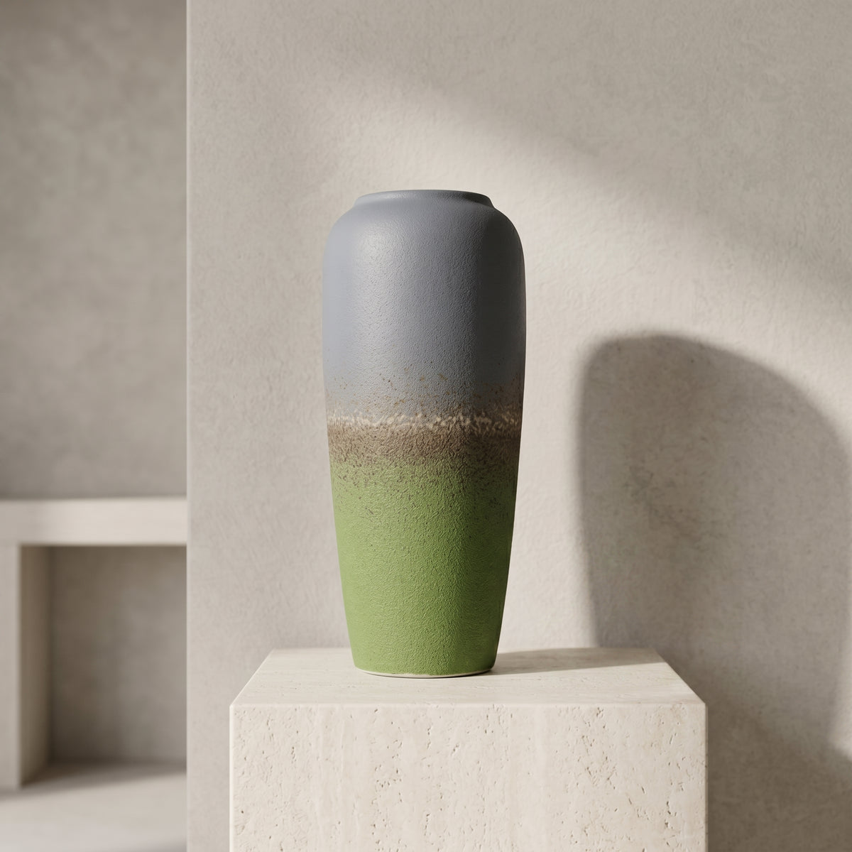 Sage Green and Grey Large Ceramic Flower Vase By Zodiya