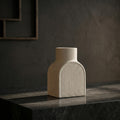Beige Textured Ceramic Flower Vase ( Arched, Small ) by Zodiya