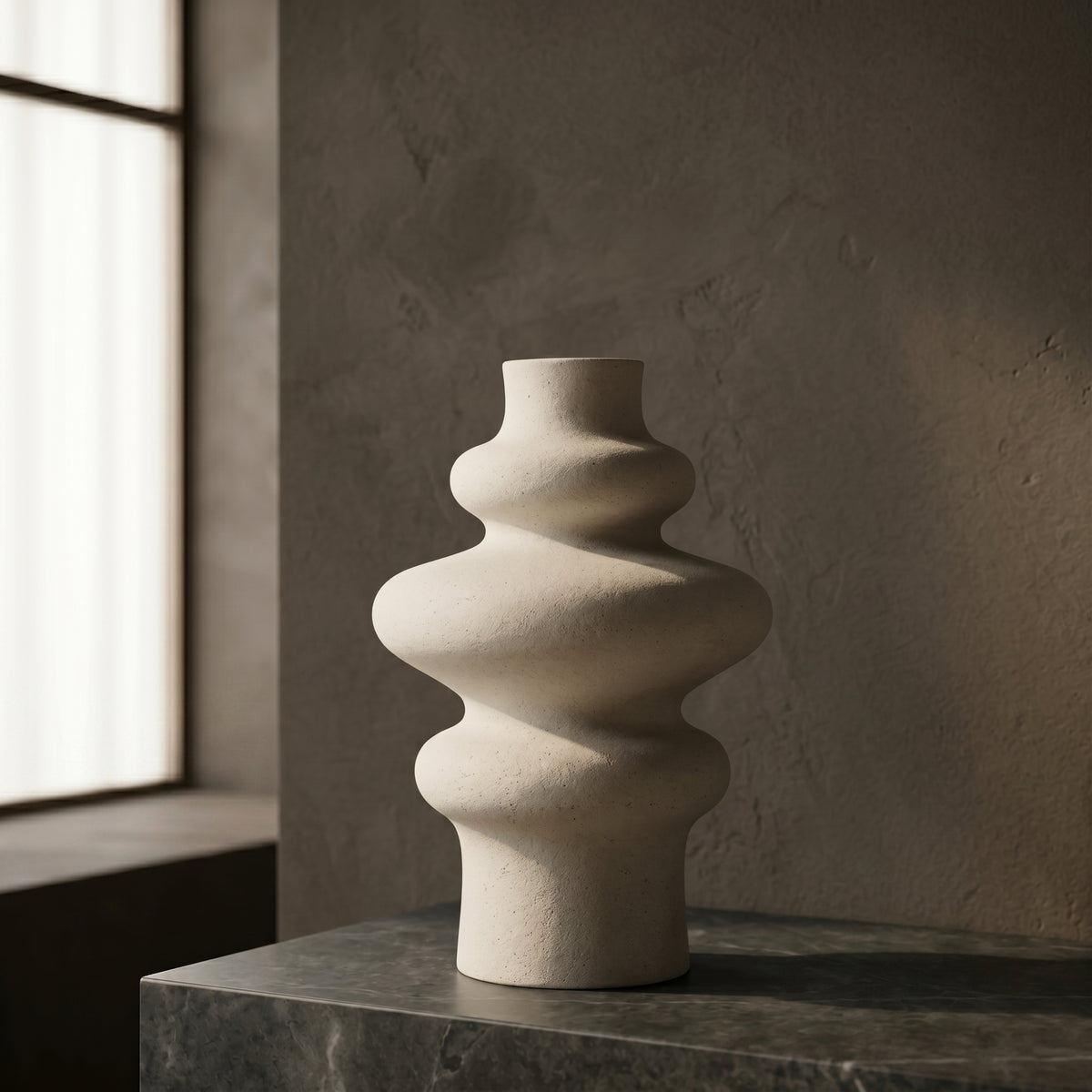 Off-White Ceramic Totem Vase by Zodiya