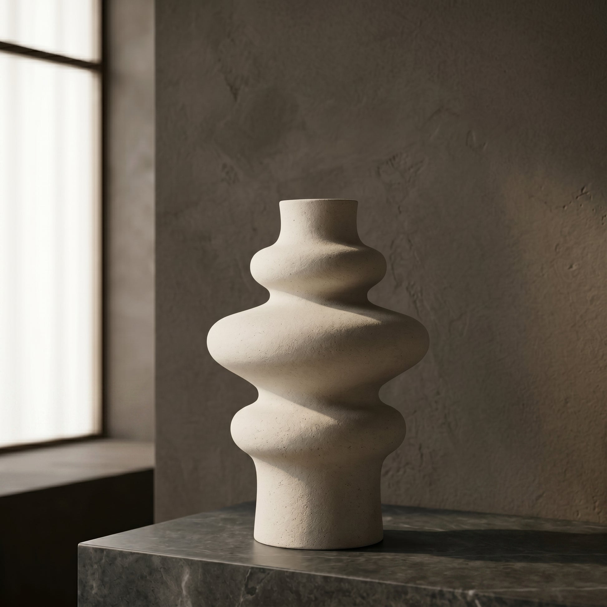 Stylized Beige Ceramic Vase by Zodiya-1