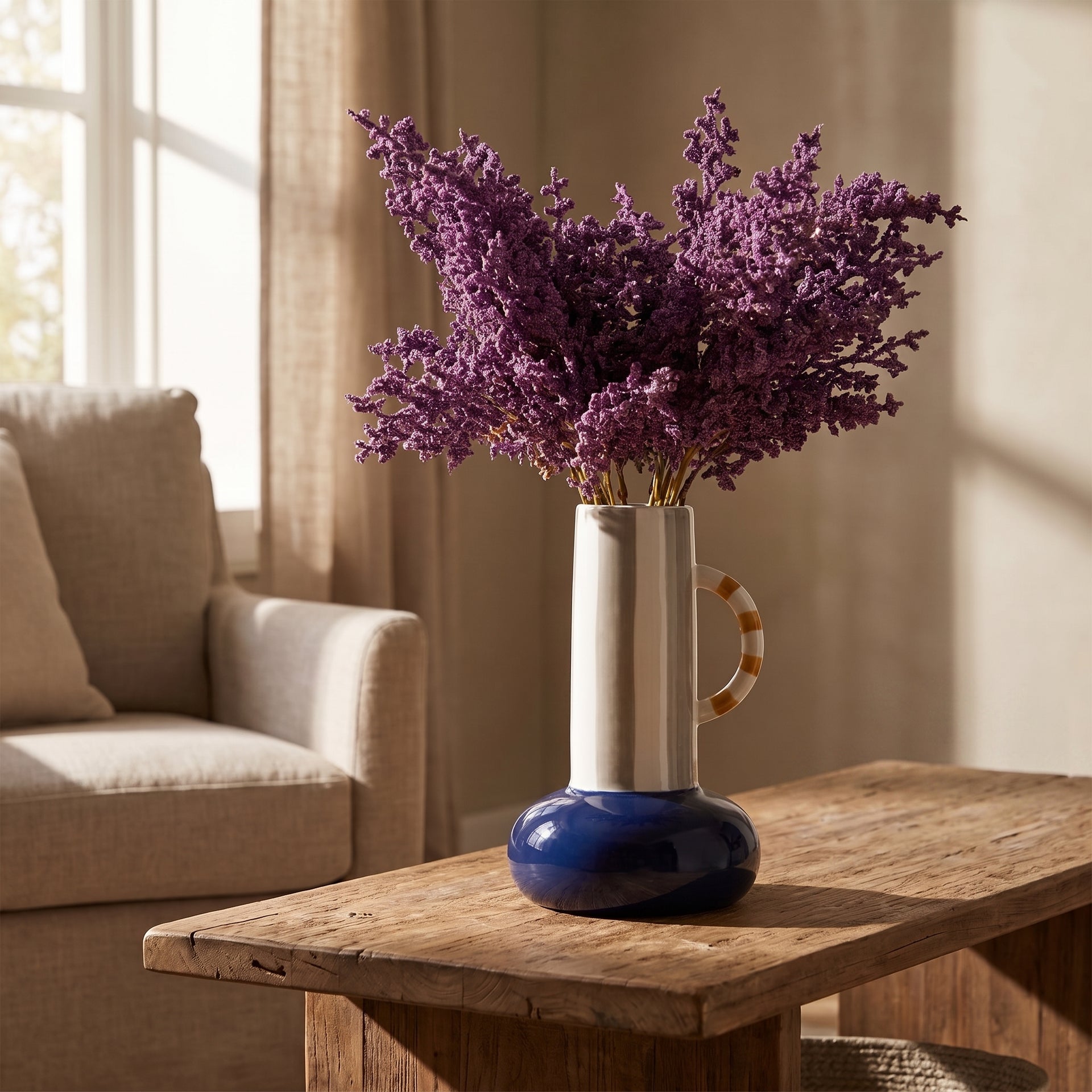 Navy Blue Bottom Ceramic Flower Vase By Zodiya
