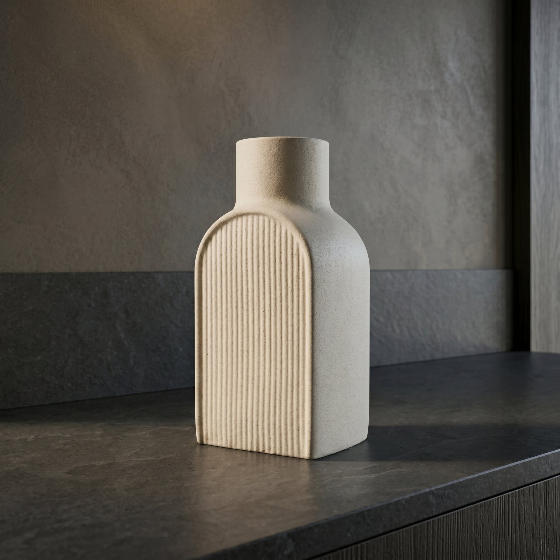 Beige Ceramic Large Vase by Zodiya
