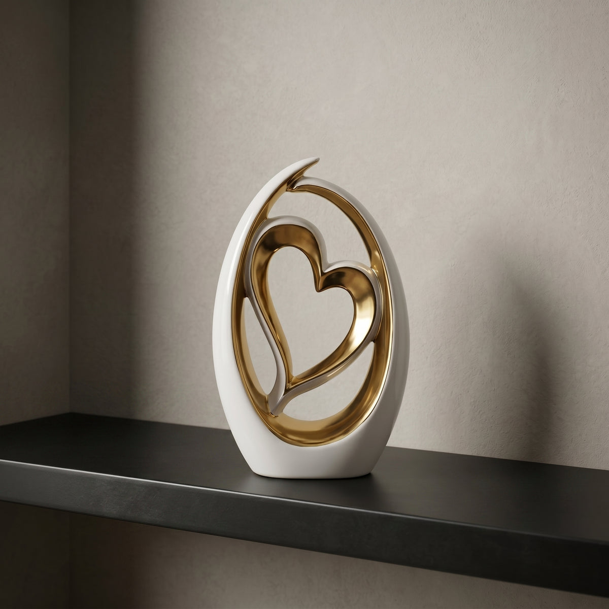 White and Gold Ceramic Heart Decor by Zodiya