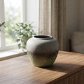 Ceramic Green and Grey Flower Vase By Zodiya