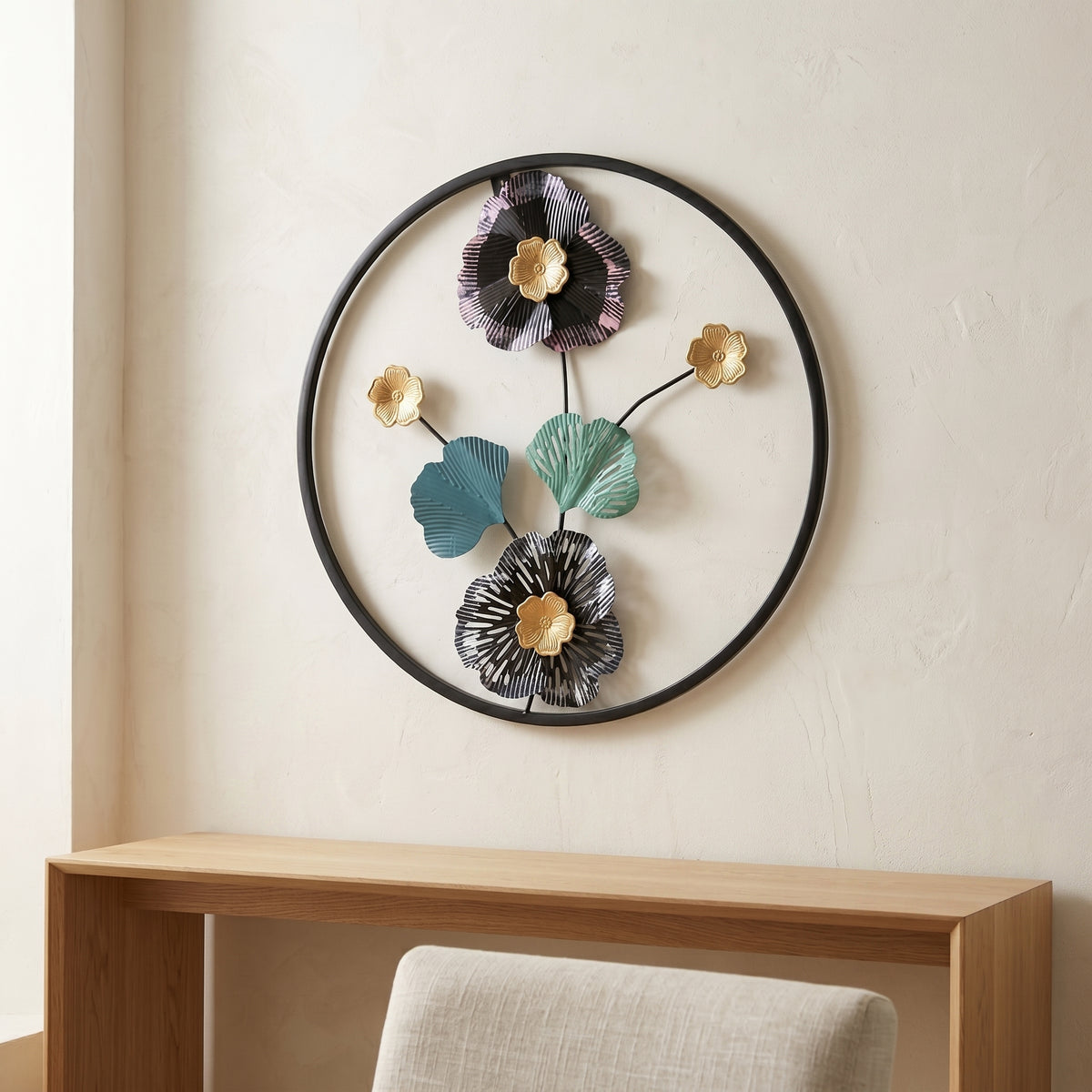 Round Floral Metal Wall Decor By Zodiya