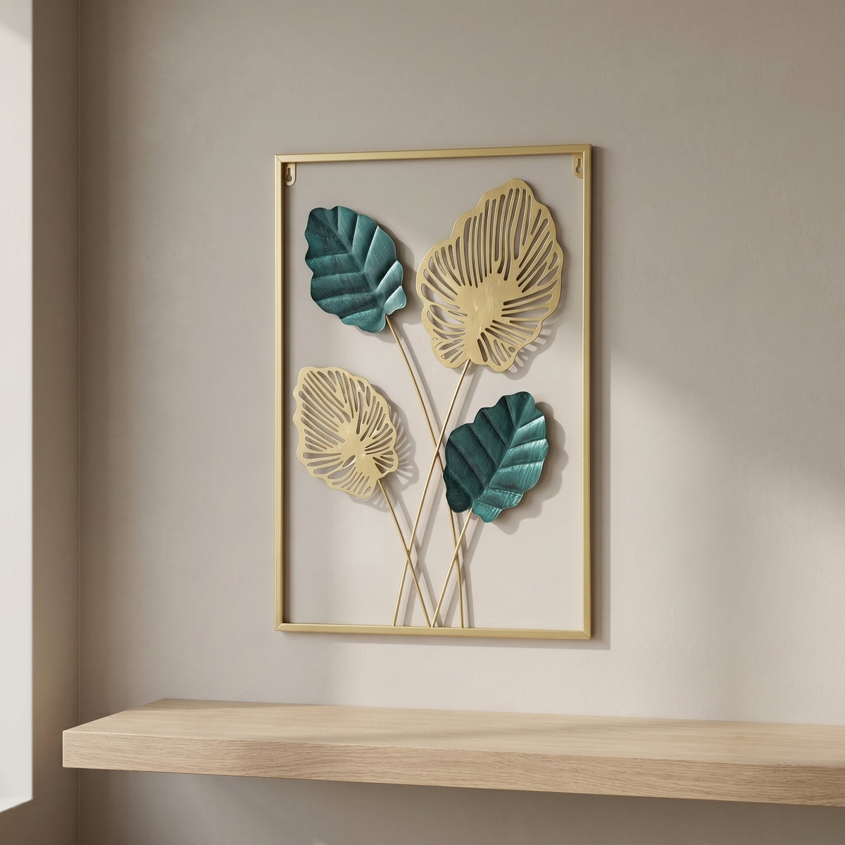 Gold & Green Metal Leaf Wall Art by Zodiya