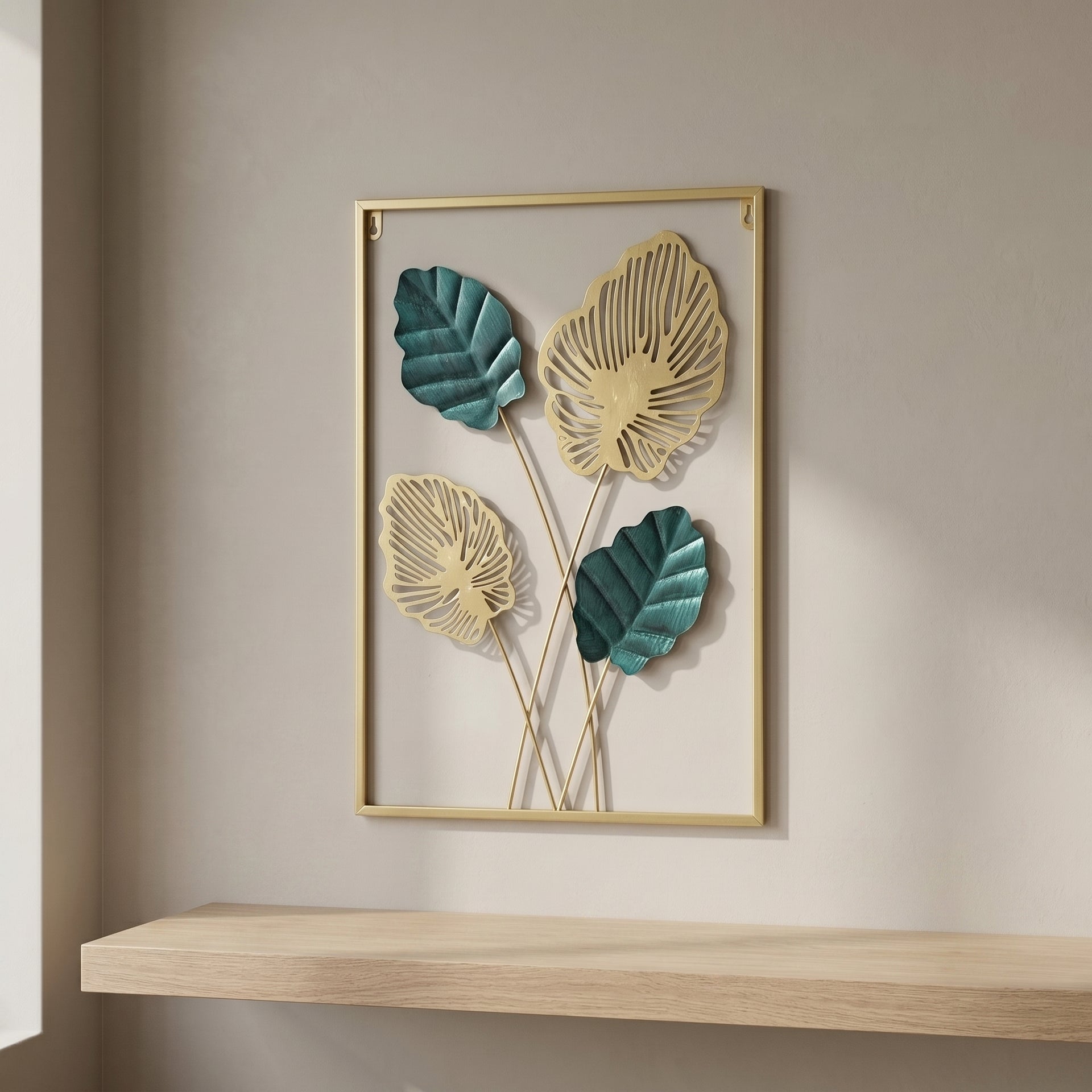 Metal Teal and Gold Wall Decor By Zodiya