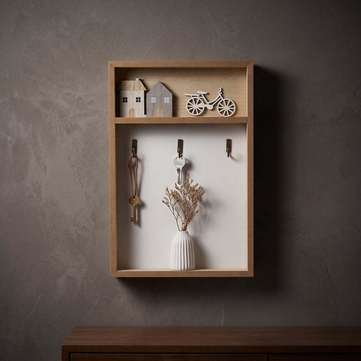 White Wooden Keyholder by Zodiya