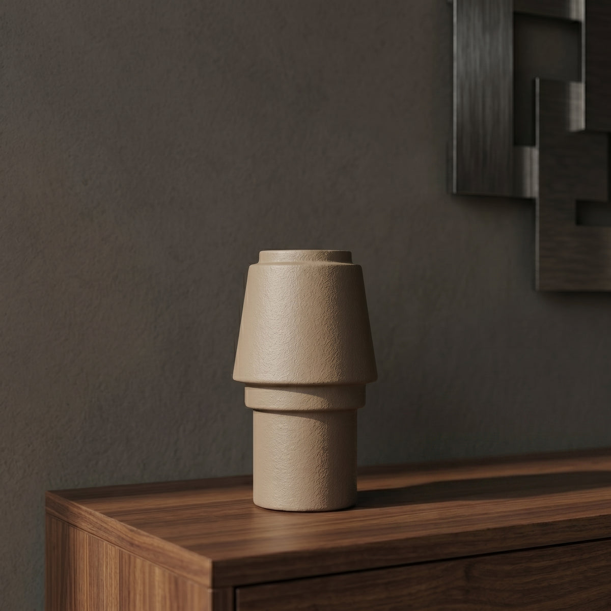 Beige Tiered Ceramic Flower Vase by Zodiya
