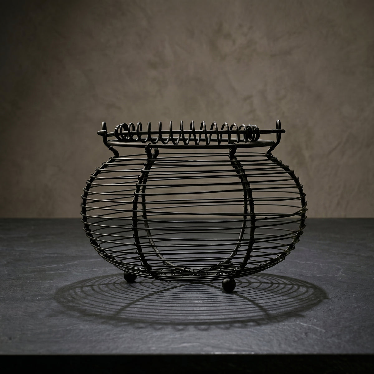Black Metal Egg Basket by Zodiya