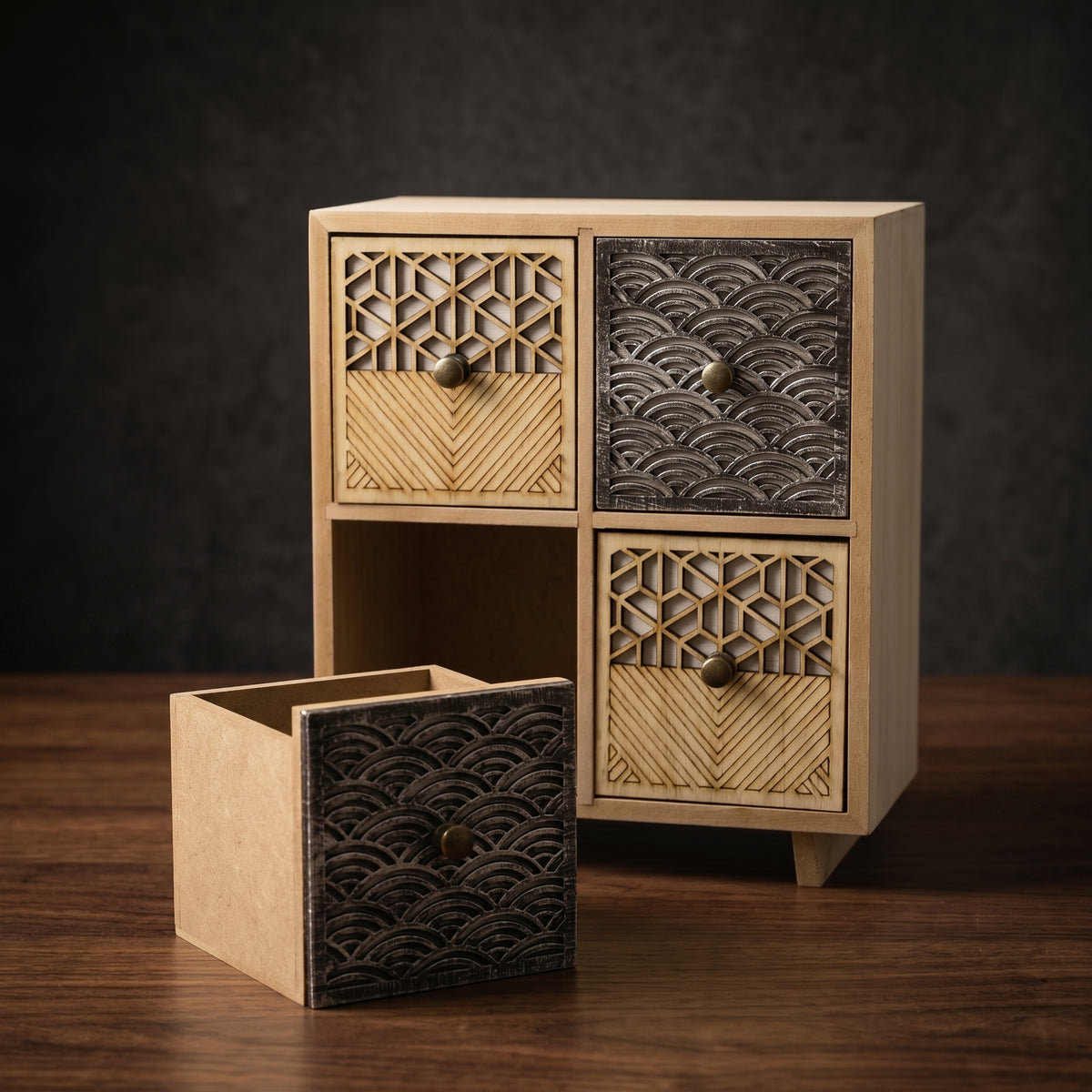 Geometric Wooden Jewellery Organiser Box by Zodiya