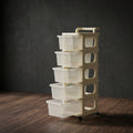 5-Tier Cream Plastic Rolling Storage with Drawers by Zodiya