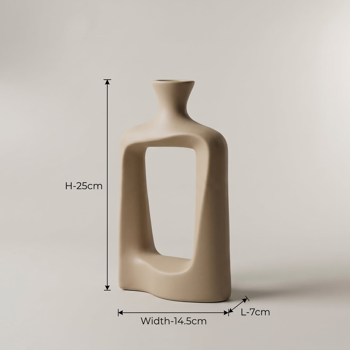 Beige Ceramic Sculpture Flower Vase By Zodiya