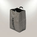 Grey Linen Laundry Bag with Ring Handles By Zodiya