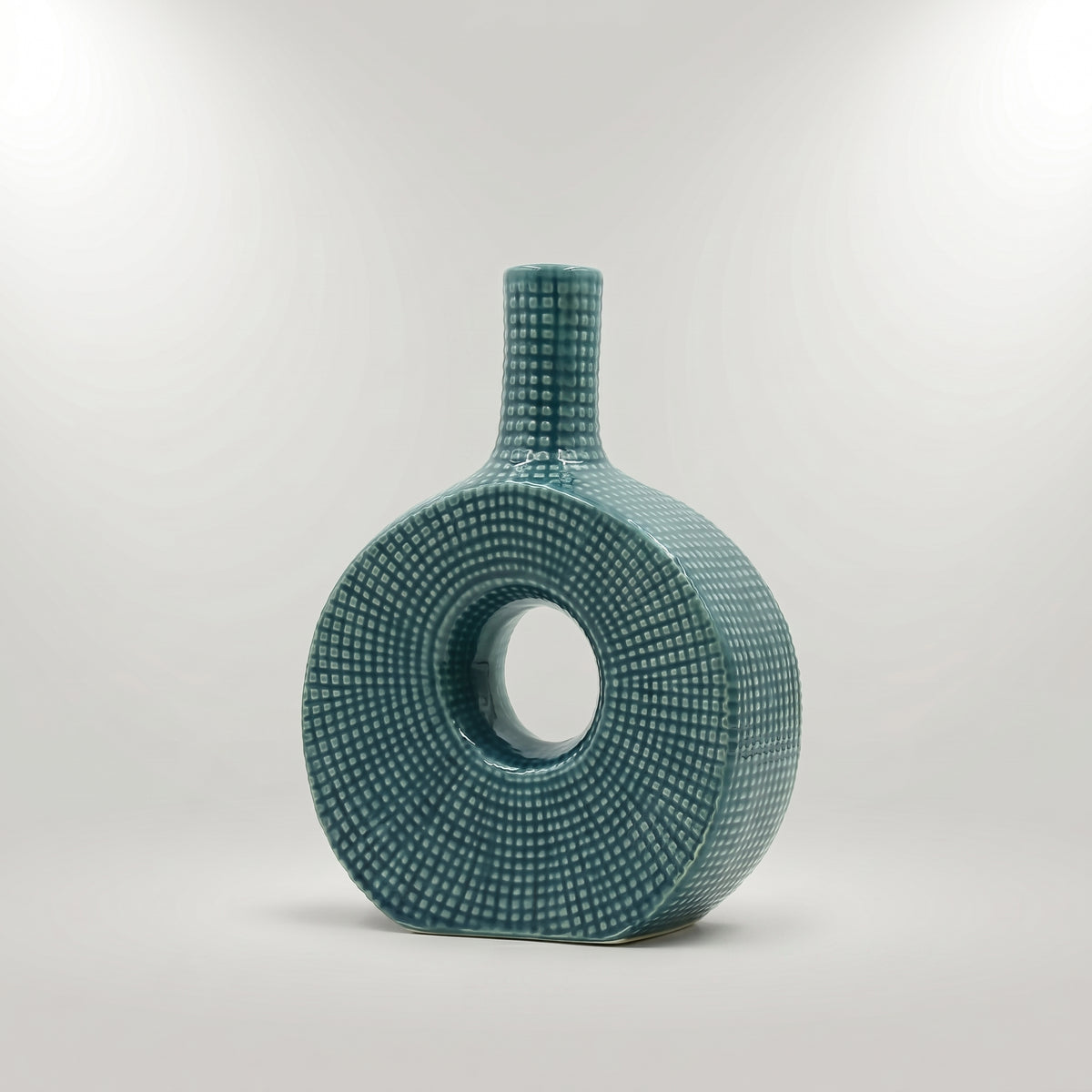 Blue Grid Pattern Ceramic Flower Vase By Zodiya