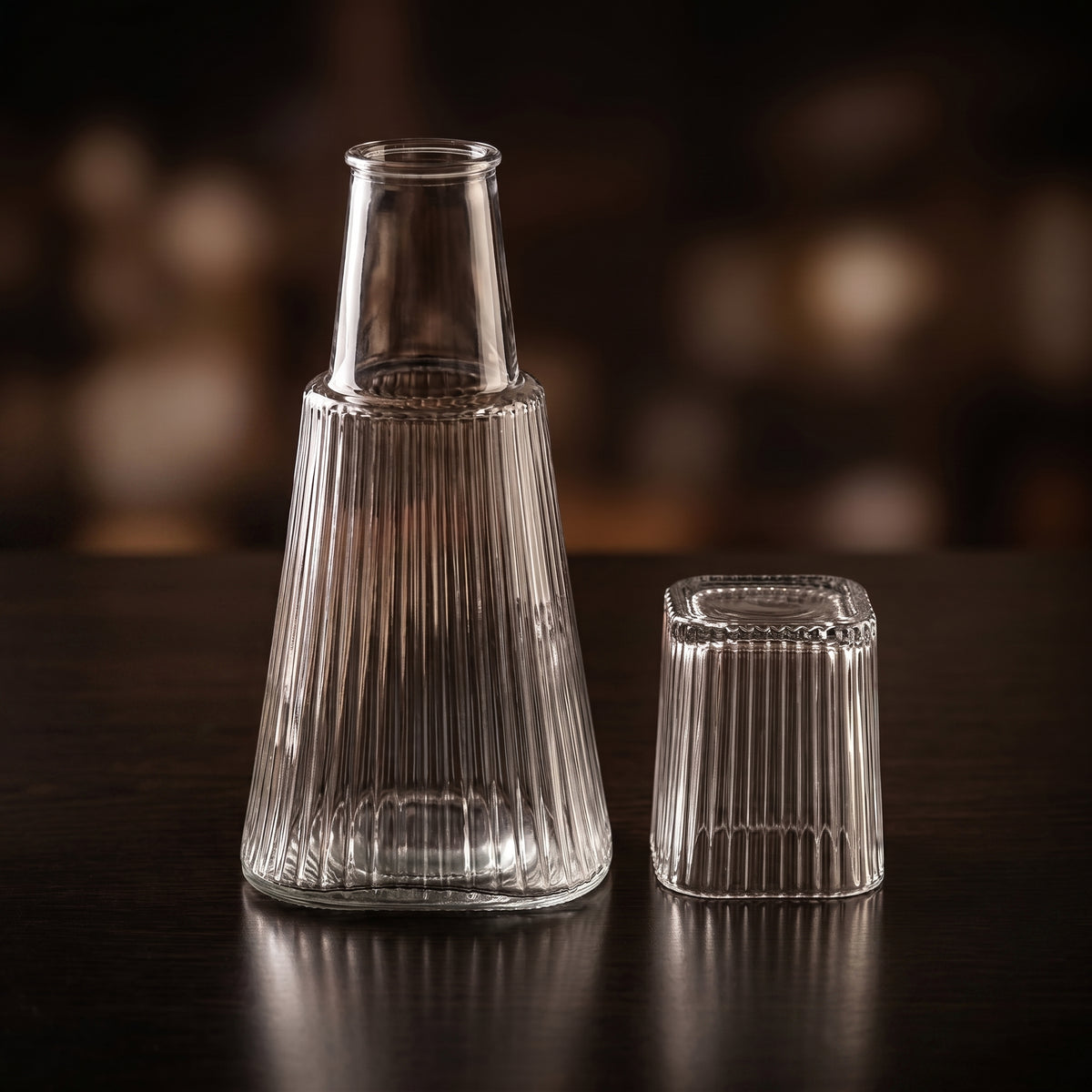 Conical Glass Jar with Cup By Zodiya