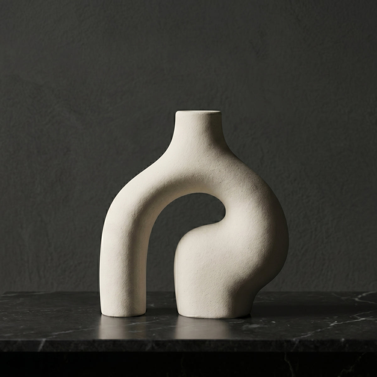 Beige Sculptural Arched Ceramic Vase by Zodiya