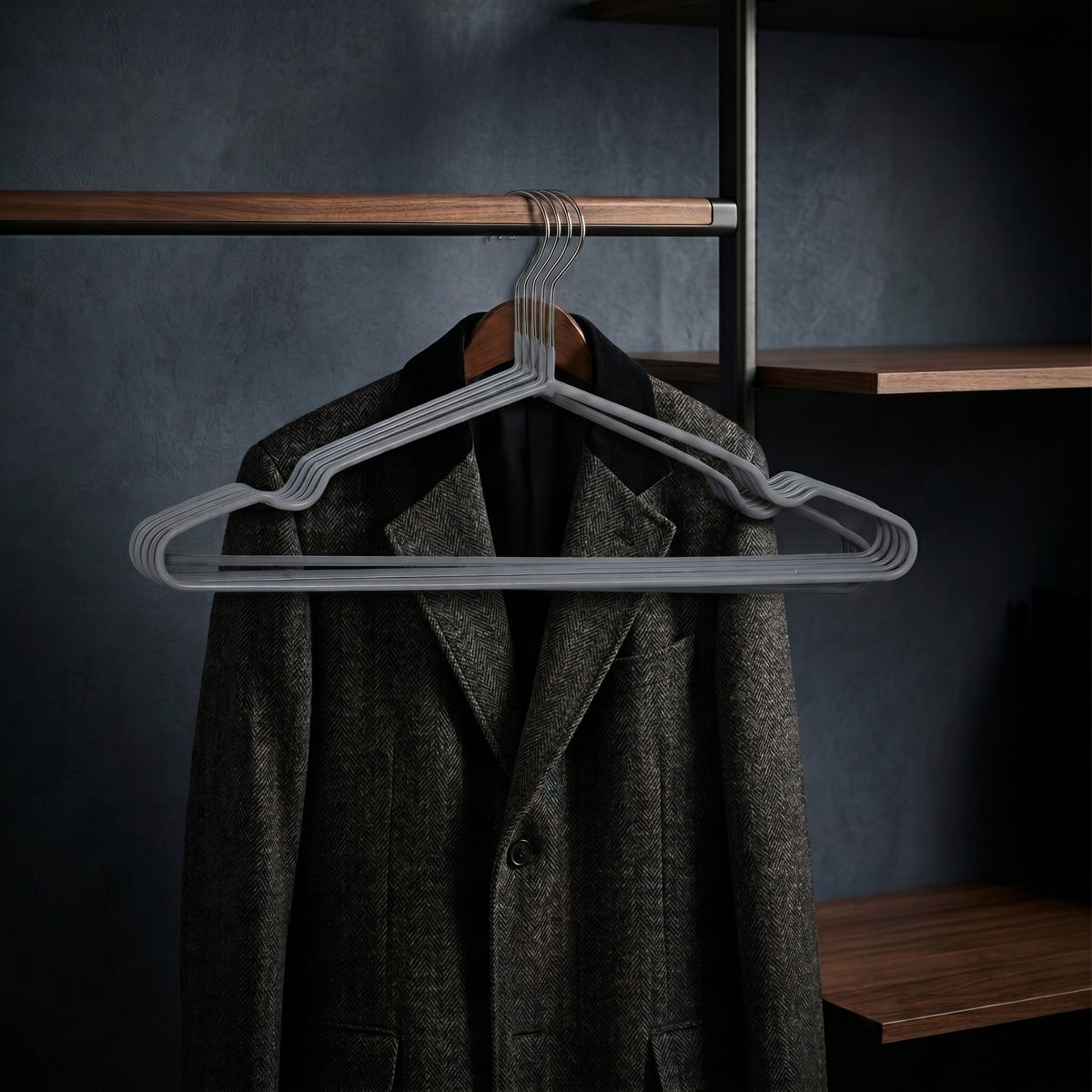 Grey Metal Clothes Hanger Set Of 5 By Zodiya