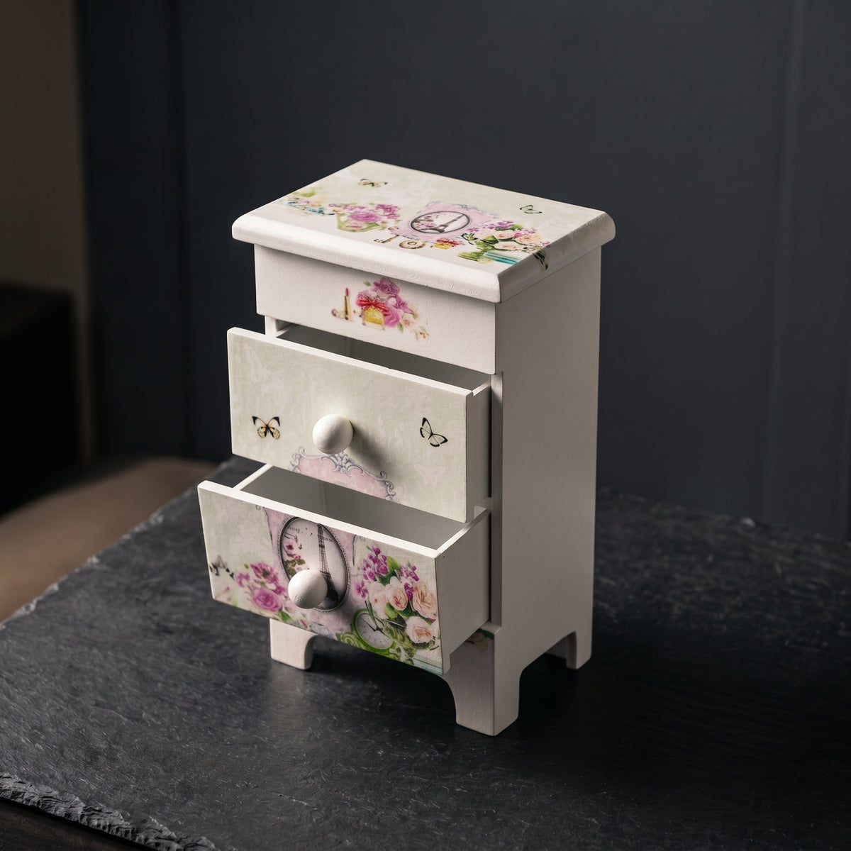 White Wooden Jewellery Organiser Box By Zodiya