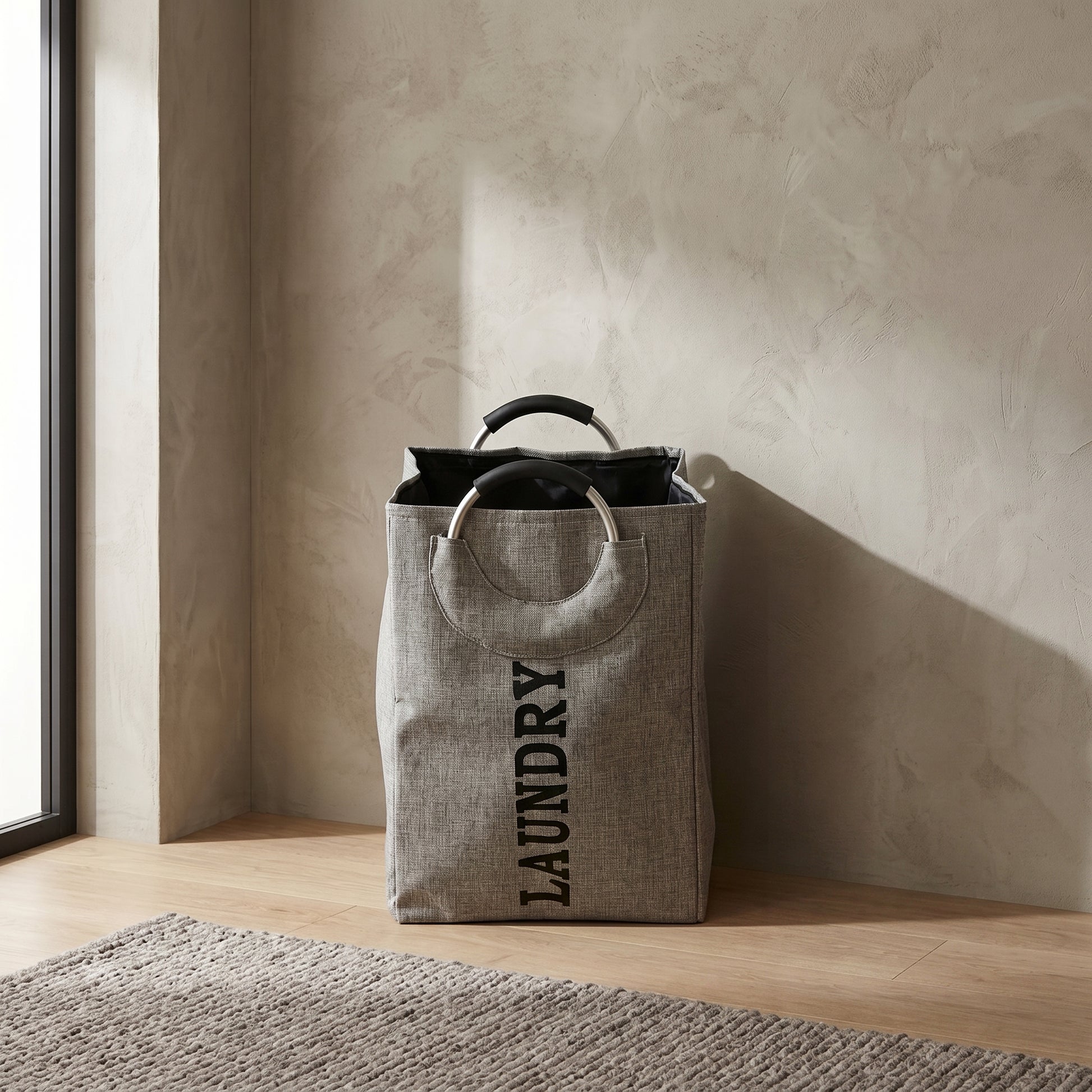 Grey Open Top Laundry Bag By Zodiya-1